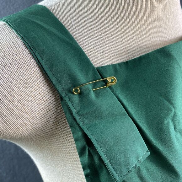 Women Green Cotton Lace Apron Holiday Kitchen Christmas Work Apron with Pockets - Picture 4 of 5